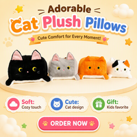 Coussin de canapé en peluche chat carré quatre couleurs avec doublure en maille anti-stress en flanelle longue en coton biologique