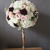 Vente en gros grand 2025 vente chaude en gros décoration de mariage violet Rose Pincushion fleur boule mariage Table centres de table