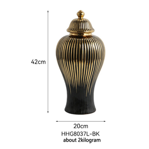 جرة تخزين فاخرة حديثة من السيراميك والذهب مزهرية ، أواني زهور من البورسلين المطلية بطاولة علوي ، لحفلات الزفاف من البورسلين - Product Image 6