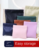 Sac de rangement en cuir PU étanche avec fermeture automatique Conception d'éclats d'obus simples pour cosmétiques Bijoux Pochette de rangement pratique
