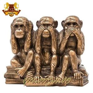Alta calidad al aire libre parque decoración Animal bronce <span class=keywords><strong>tres</strong></span> <span class=keywords><strong>monos</strong></span> estatuas gran oferta bronce Animal decoración No escuchar NO hablar NO ver - Product Image 2