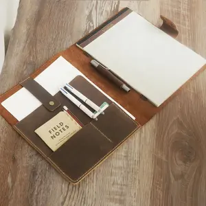 Персонализированная кожаная папка-портфель для ручек с отделениями для карт