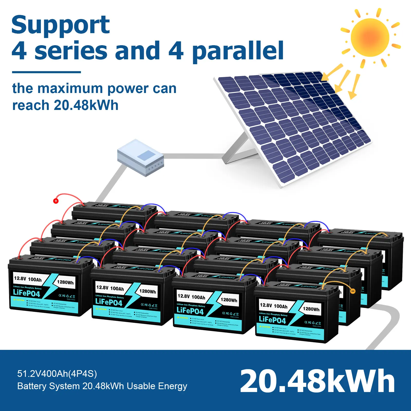 Lithium-Ionen-Batterien 12V 100AH Wiederauf ladbare Lithium-Eisen-Phosphat-Batterie für Outdoor-Aktivitäten Kraftwerk