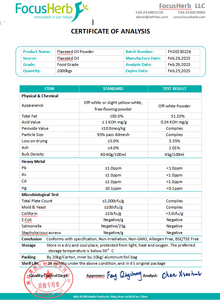 مسحوق زيت بذر الكتان المعصور على البارد القابل للذوبان في الماء، 50% ALA، مسحوق زيت بذر الكتان المغلف دقيقياً نباتي المصدر - Product Image 3