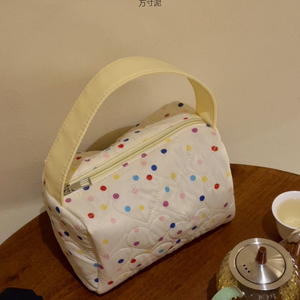 Borsa per Cosmetici Carina in Cotone con Bolle 3D Grande Capacità Borsa da Toilette Portatile con Manico 3D Carina Borsa Cosmetica in Cotone con Bolle - Product Image 1