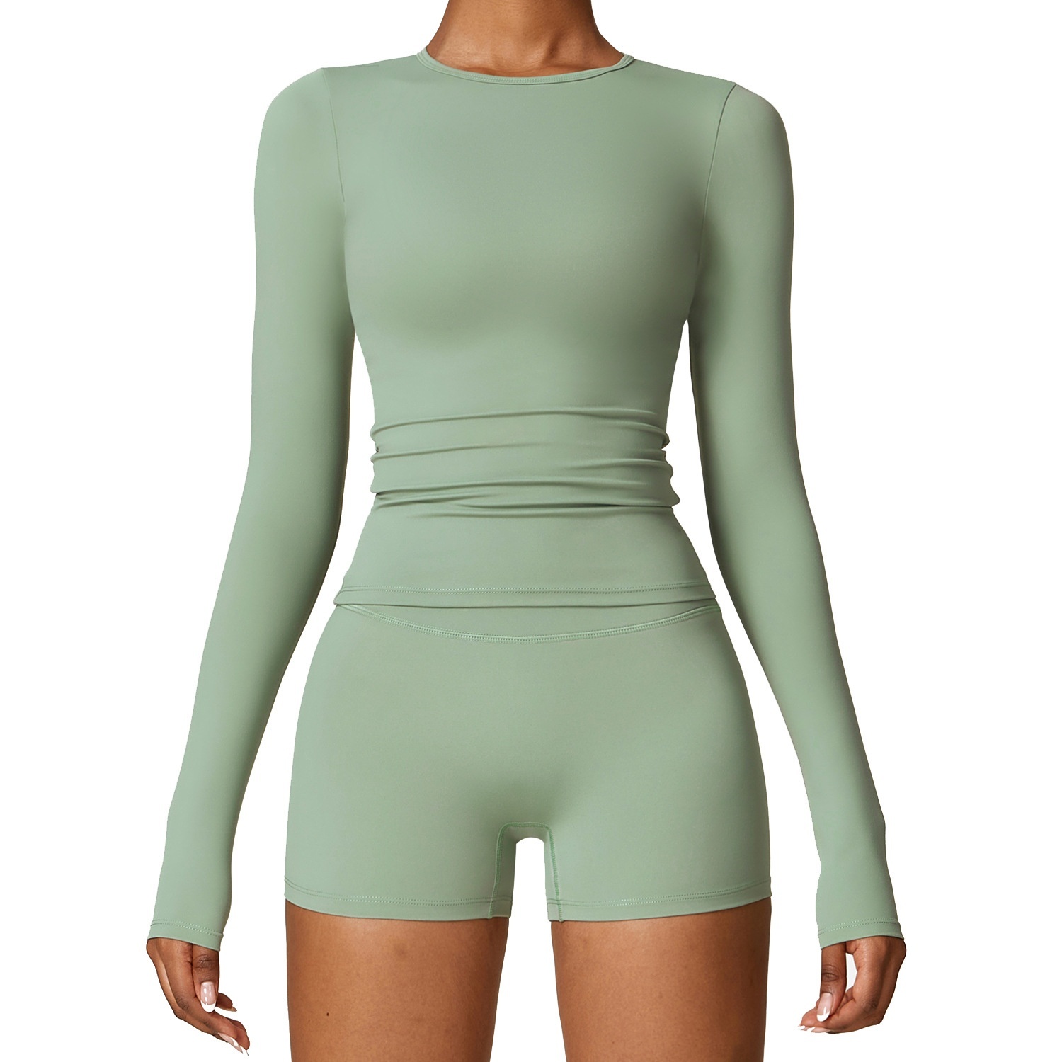 European American High-Intensity Fitness Wear Winter Yogini Top Breathable Long Sleeves Solid Pilates Running Sports Top