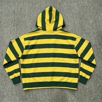 Sweat à capuche zippé oversize pour homme, style Y2K, rayé, vintage, streetwear, décontracté, en polaire, épaules tombantes, brodé, doublé, 100% coton