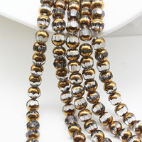 Vente en gros cristal 4mm 6mm 8mm forme de globe plaqué or perles de verre au chalumeau nouveau design perles d'espacement en verre bricolage matériaux faits à la main