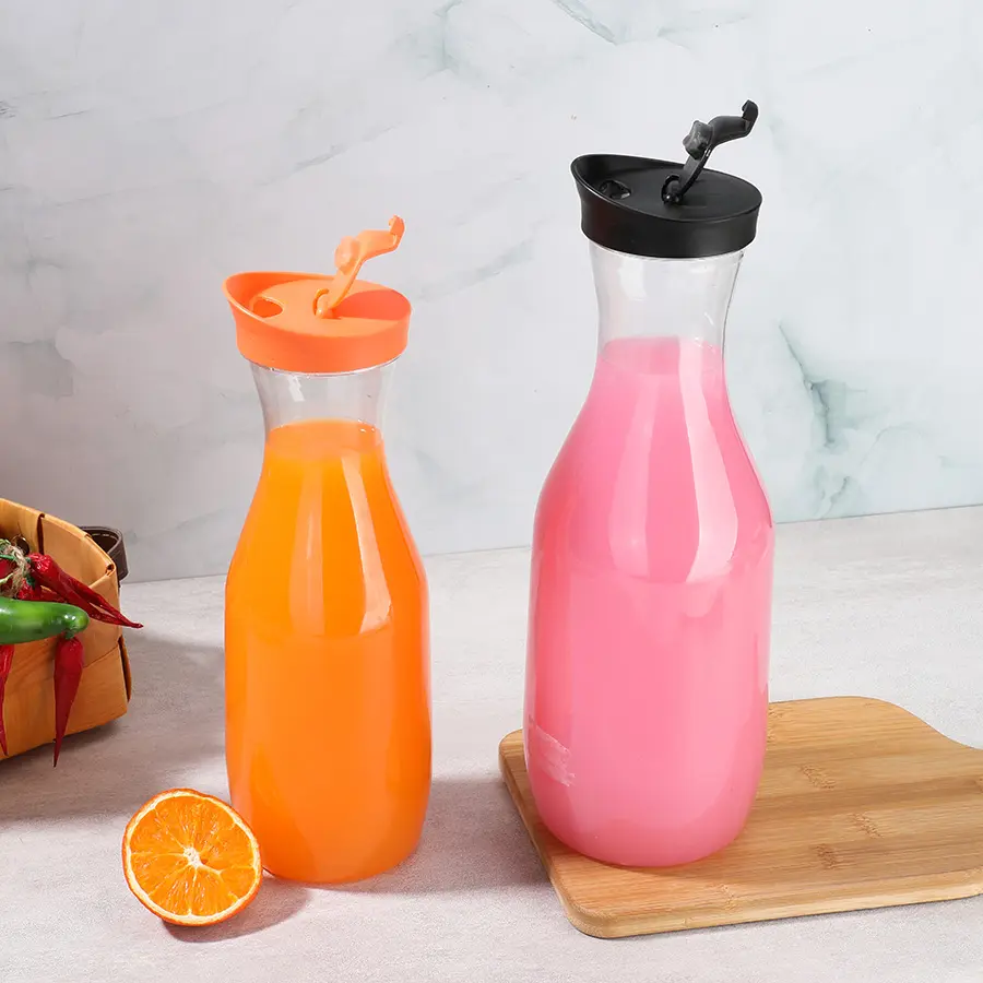 1000ml 500ml plastic PET Carafe Pitchers Beverage Dispensers Jugs For Mimosa Bar Water Wine Milk and Juice with Plastic Lids