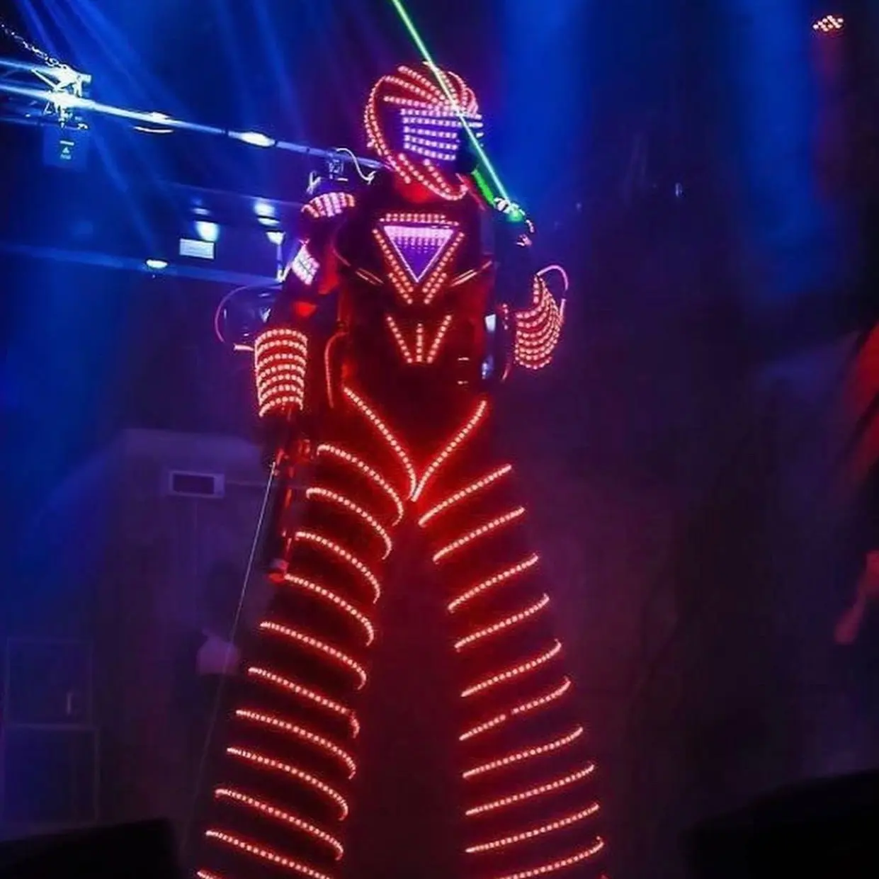 Venda quente palco festa decoração carnaval desempenho luminoso festa traje fantasia vestido LED dança robô traje luminoso