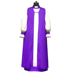 Robe de prêtre vintage à imprimé, robe d'église, col montant, manches lanternes, tenue de clergé pour cérémonie taoïste, bouddhiste, moine, missionnaire - Product Image 3