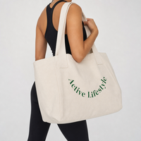 Sac fourre-tout en coton réutilisable, sac de shopping en toile résistante avec poche intérieure, grande capacité pour femmes, voyage, pique-nique, travail quotidien