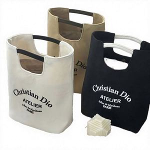 Trendy Eco-Friendly Cotton Tote <b>Bag</b> Custom Printed <b>Canvas</b> with Long Handle and Shoulder Strap <b>Small</b> Fashionable Letter Pattern - Product Image 4
