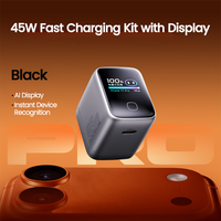 Chargeur USB C 45W de haute qualité en gros avec écran TFT AI, adaptateur USB portable à charge rapide GaN pour téléphones de type C 17 18