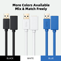 Câble d'extension USB 3.0 WISTAR à charge rapide 3A, mâle vers femelle, pour batteries externes, avec blindage tressé et gaine en PVC