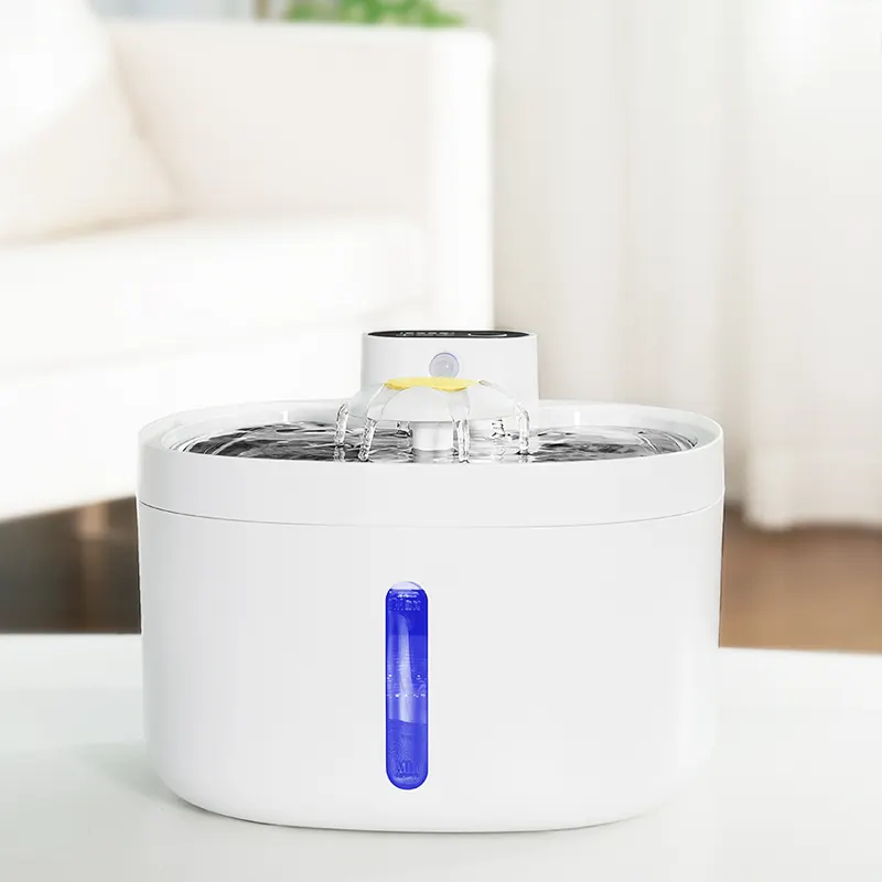 Fontaine d'eau pour animaux de compagnie à détection intelligente en acier inoxydable 2.6L Distributeur d'eau automatique pour animaux de compagnie