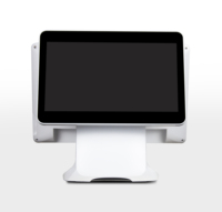 Terminal de point de vente tactile de bureau avec écran 15,6 pouces, noir et blanc, système POS tout-en-un pour supermarché et épicerie