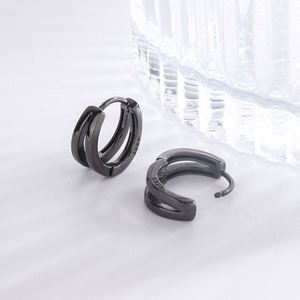 Pendientes de Aro de Plata de Ley 925 de Doble Capa, Color Negro Plateado, para Mujer y Hombre, Chapados en Rodio, Regalos para Bodas y Uso Diario - Product Image 3