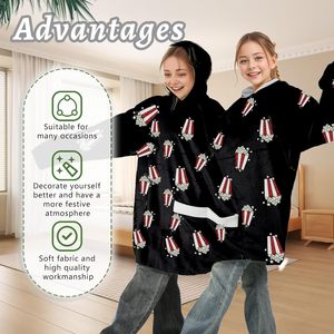 YUIQPKJX Sudadera con capucha para parejas, sudadera de franela con estampado de palomitas de maíz, talla grande, disfraz de Halloween unisex para la familia - Product Image 4