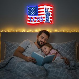 Enseigne néon drapeau américain 1776, Statue de la Liberté, lumière décorative LED, enseignes néon LED personnalisées - Product Image 5