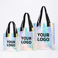 Sac de plage en PVC imperméable, sac transparent holographique iridescent, sac de voyage d'été en plein air, sac à main transparent laser