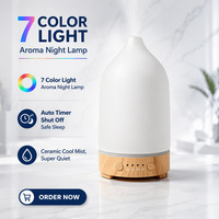 Diffuseur d'arômes en céramique 200 ml, vente en gros directe d'usine, diffuseur d'huiles essentielles ultrasonique avec minuterie et veilleuse, accepte la personnalisation