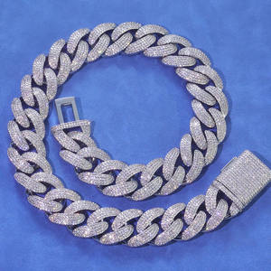 שרשרת הקישור הקובייה של גברים מעוגלת שרשרת חוליות 10 מ "מ-20 מ" מ רוחב-20 מ "מ מרוח מצופה זהב. תכשיטי היפ הופ - Product Image 5