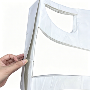 <span class=keywords><strong>Tablier</strong></span> jetable blanc en PE pour adulte avec carte de présentation en papier, grande taille, imperméable, résistant à l'huile, pour la cuisine et le nettoyage - Product Image 1
