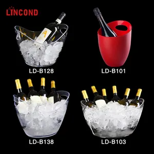 Lincond ถังน้ำแข็งติดไฟ Led พลาสติก,ถังน้ำแข็งเก็บความเย็นไวน์สุดสร้างสรรค์มีไฟกะพริบ