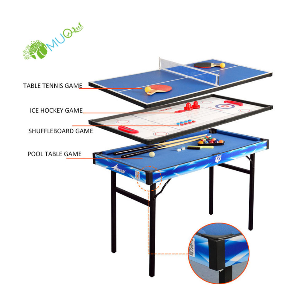 Складной бильярдный стол YumuQ 4 в 1, настольная игра 48 дюймов, Хоккей с шайбой, пинг-понг, бильярдный стол для помещений, для детей и взрослых