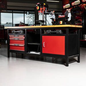 Banc de travail polyvalent et durable avec 1 porte + 3 tiroirs - L.2M Parfait pour organiser les outils et les fournitures - Product Image 3