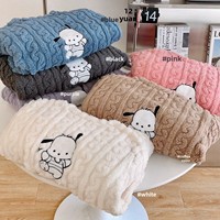 Pyjama long en polaire corail thermique pour femme, doublure polaire épaisse, chaud, motif ours mignon, en flanelle