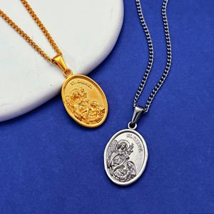 Religioso San <span class=keywords><strong>Gabriel</strong></span> Raphael medallón collar de acero inoxidable Arcángel San Rafael collar mujeres hombres orar por nosotros joyería - Product Image 6