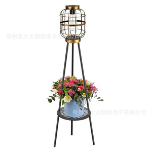Solar Garden <b>Light</b> With Flower Pot Stand Outdoor Decorative Lamp Water Resistant <b>Led</b> Lighting For Patio Yard - Product Image 1