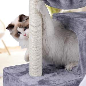 Pohon Kucing Ramah Lingkungan 37.4 inci, Menara Kucing dengan Dua Kandang, Pusat Aktivitas Lengkap untuk Kucing di Dalam Ruangan, Tiang Garukan Kucing, Tempat Tidur Nyaman, Lucu - Product Image 3