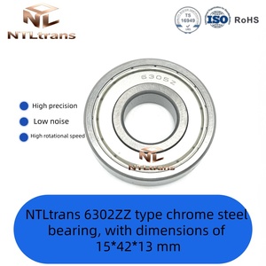 Cuscinetto NTLtrans 6302ZZ in Acciaio Cromato, Materiale GCr15, Spaziatura <span class=keywords><strong>C3</strong></span>, <span class=keywords><strong>Dimensioni</strong></span> P0 15x42x13mm per Motori e Attrezzature Meccaniche - Product Image 2