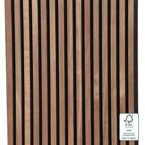Contemporary Walnut Acoustic Slat Wood Wall Panel