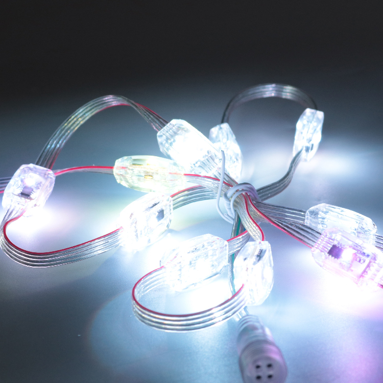 SHIJI Digital SPI SMD 3535 RGB 360 Degree Hanging Glowing Square Balls Outdoor Christmas pixel Light