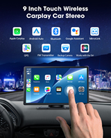 Écran Carplay sans fil pour voiture, écran automatique Android sans fil de 9 pouces, navigation GPS verticale, commande vocale, récepteur audio
