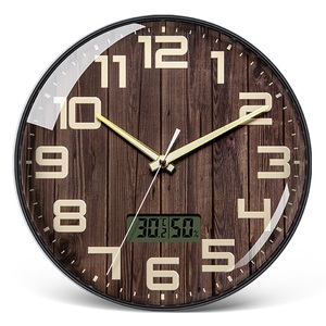 <span class=keywords><strong>Reloj</strong></span> de pared luminoso con impresión de madera, decoración del hogar, sala de estar, simple, silencioso, creativo, LCD, pantalla de temperatura y humedad, <span class=keywords><strong>q</strong></span> único - Product Image 2