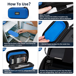 Étui de transport pour insuline personnalisé bleu pour diabétiques, sac isotherme médical compact pour insuline avec affichage de la température - Product Image 3