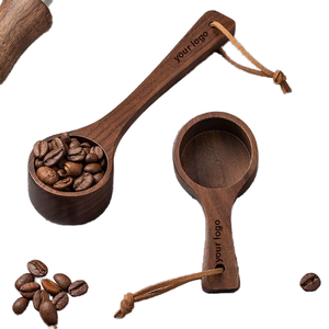 Cuillère doseuse en bois de noyer avec sangle en cuir, écologique, pour expresso, thé, sucre, dosage de grains de café - Product Image 1