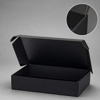 Boîte cadeau noire pliable à couvercle articulé avec compartiment ouvert pour emballage de détail, cadeaux saisonniers, commandes personnalisées, présentation de marque
