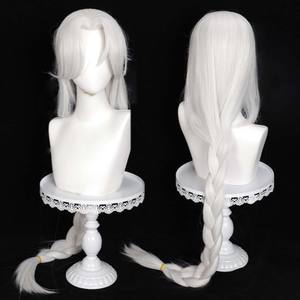 Peluca Larga Blanca con Trenzas para Cosplay de Anime, Carnaval, Halloween, para Mujer, AOKG-222 - Product Image 1