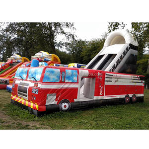Château sautant gonflable de Chambre de rebond de glissière de camion de pompiers avec le ventilateur pour des adultes - Product Image 1
