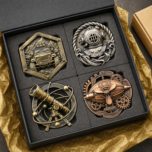 Badges métalliques moulés sous pression 3D personnalisés, finition laiton antique, argent, cuivre, pour véhicules Explorer, casques de plongée, télescopes, dirigeables et épingles - Product Image 2
