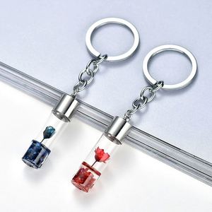 Dried Flower Glass Bottle Pendant Keychain Forest Style Preserved Flower <b>Key</b> Ring Bag Charm Wholesale - Product Image 4
