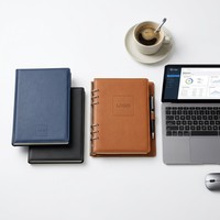 Libreta de Cuero PU Personalizada al por Mayor, Diario Corporativo con Logotipo Impreso, Planificador de Oficina Portátil con Soporte para Bolígrafo