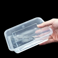 Boîtes à lunch jetables en PP de qualité alimentaire biodégradable de 500 ml, 650 ml, 750 ml, 1000 ml avec couvercles, compatibles micro-ondes et recyclables
