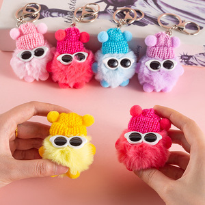 Llavero de Peluche Mini Duende de Humo de Piel Sintética de Conejo, Colgante Suave y Adorable para Bolso con Gafas de Sol, Forma 3D, Piel de Rex, Verano 2022 - Product Image 1